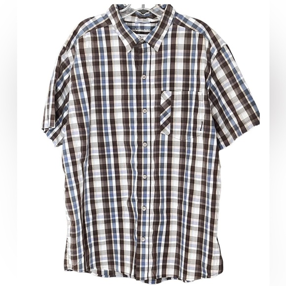 Columbia Other - Columbia Men’s XL Button Front Shirt Short Sleeve Shirt Brown plaid omni wick